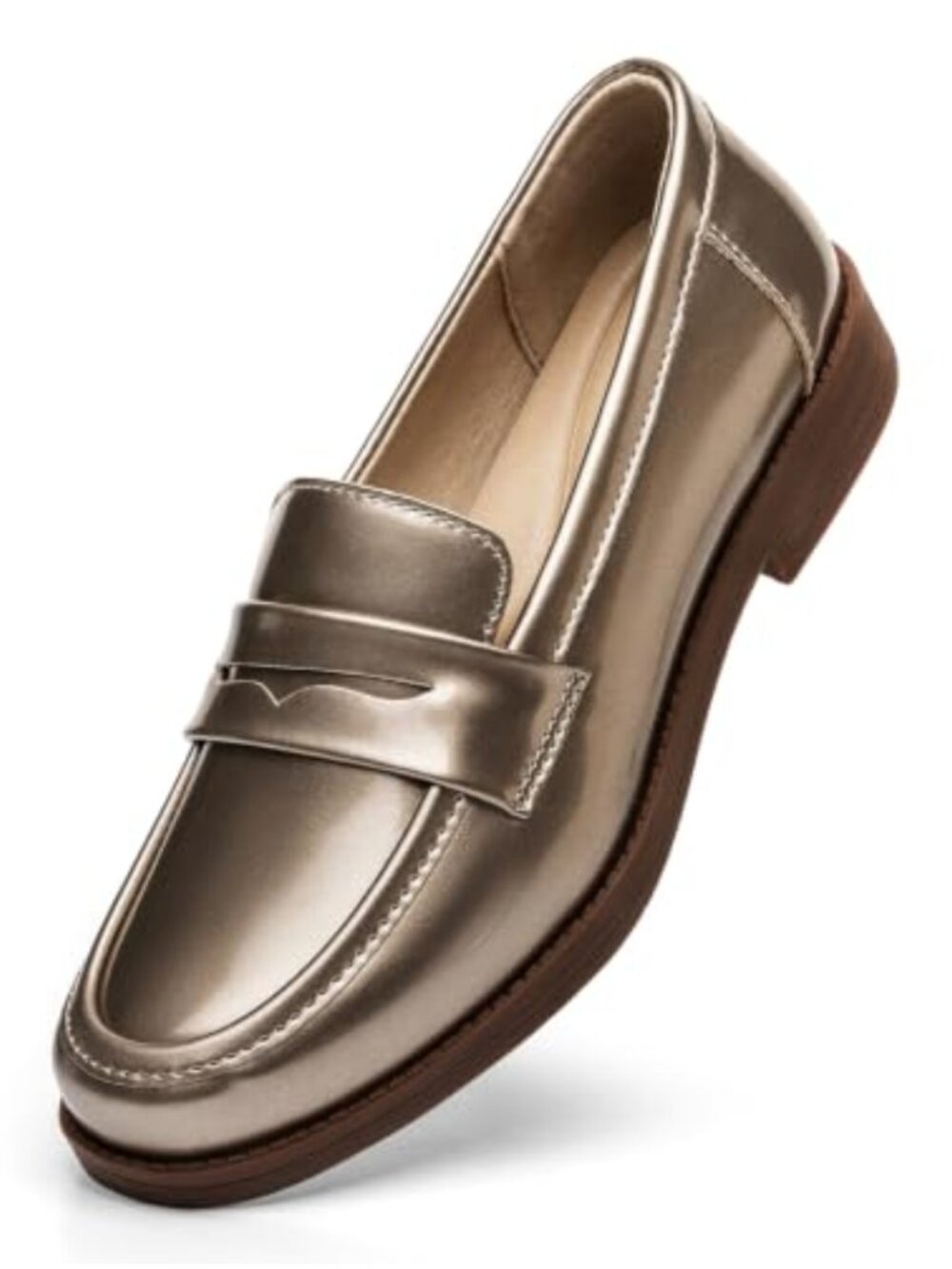 Freeberry Women's Patent Leather Penny Loafers Slip On Business Casual Dress